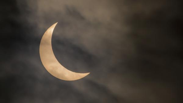 A partial solar eclipse with a high magnitude.