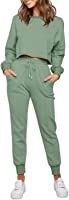 ZESICA Women's Long Sleeve Crop Top and Pants Pajama Sets 2 Piece Jogger Long Sleepwear Loungewear Pjs Sets