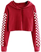 Imily Bela Kids Crop Tops Girls Hoodies Cute Plaid Long Sleeve Fashion Sweatshirts