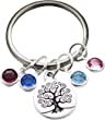 Family Tree Mother's Day Birthstone Keychain - Gift for Mom for Christmas or Birthday - Personalized Birthstone Keychains for Mother