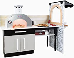 Little Tikes Real Wood Pizza Restaurant Wooden Play Kitchen Cook and Serve with Realistic Lights Sounds and Dual-Sided...