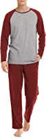 DAVID ARCHY Men's Cotton Raglan Sleepwear Long Sleeve Top & Bottom Pajama Lounge Set