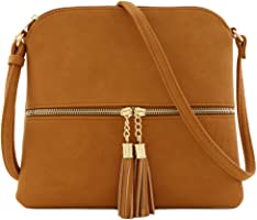 Lightweight Medium Crossbody Bag with Tassel