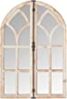 Amazon Brand – Stone & Beam Vintage Farmhouse Wooden Arched Multipanel Mantel Mirror, 36"H, Light Stain