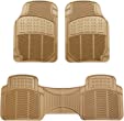 Amazon Basics 3-Piece Flexible Rubber Car Floor Mat, Beige