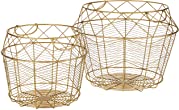 Amazon Brand - Rivet Modern Tall Geometric Wire Baskets, Set of 2, 13.25"H and 10.75"H, Gold