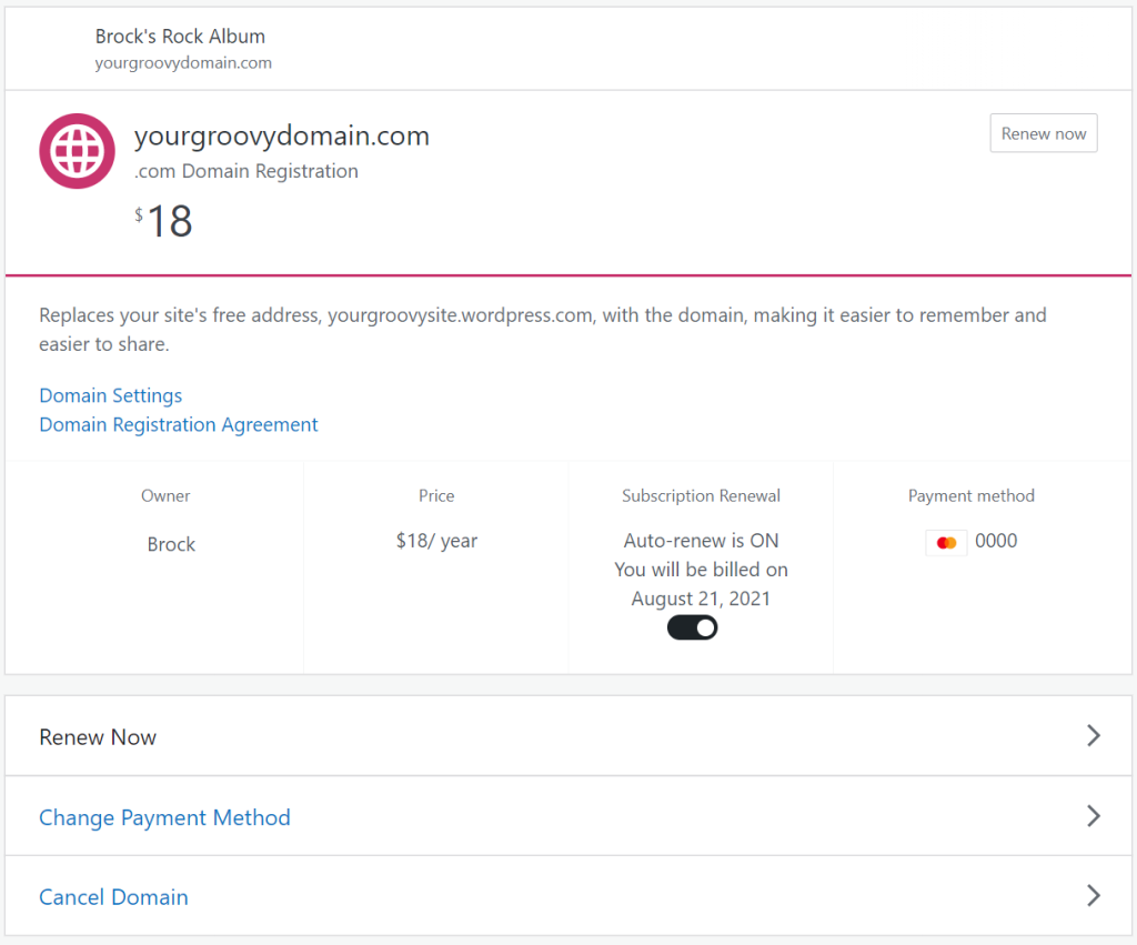 Domain purchase optins