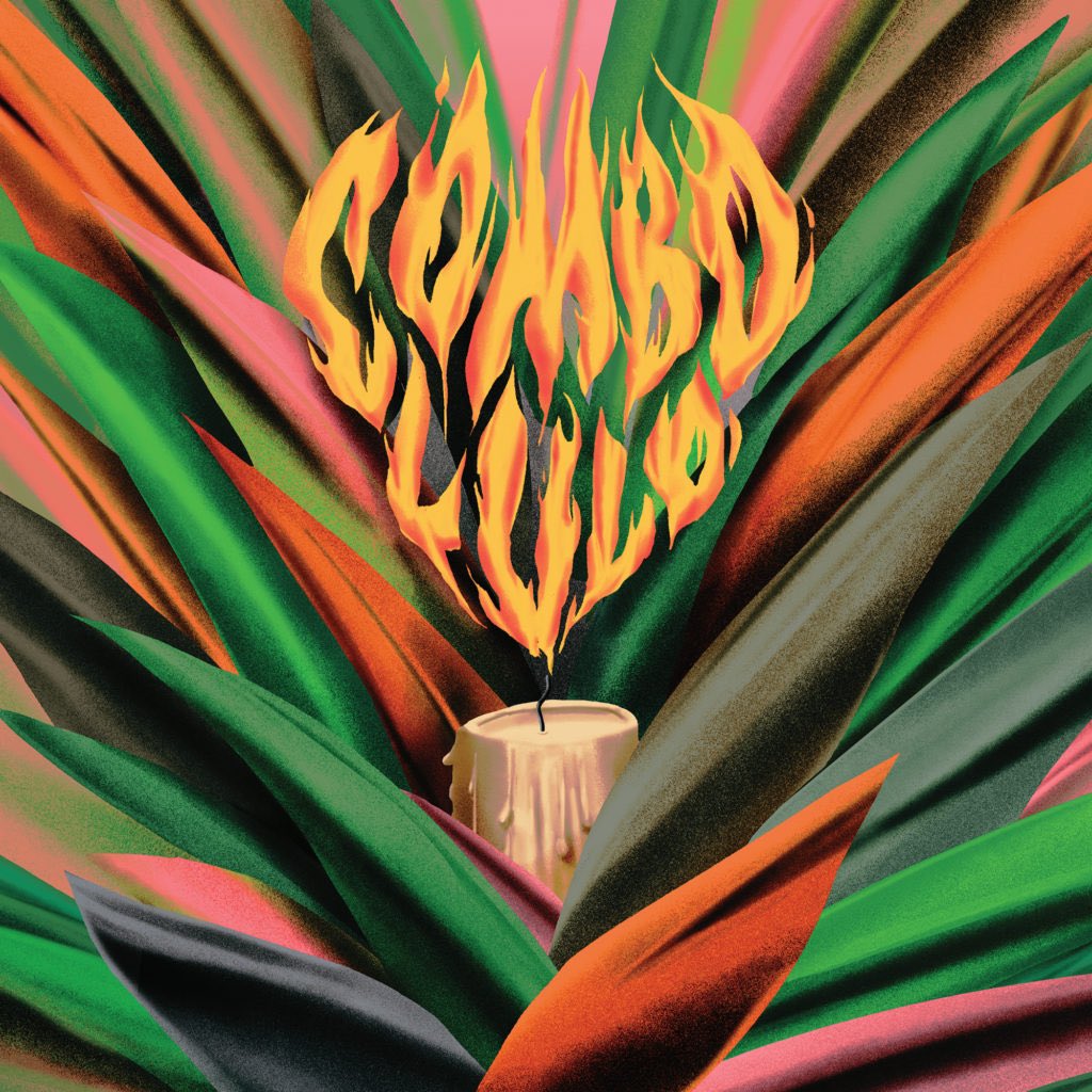 Combo Lulo album cover showing an illustration of a candle tucked in some grass/leaves. The flame above the candle spells out the band name