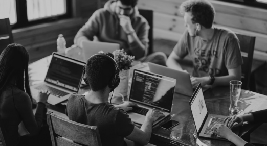 A group of students working on their computers.