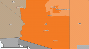 Map showing DST areas for Navajo in Arizona.