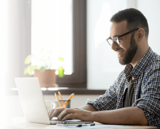 Man working on laptop