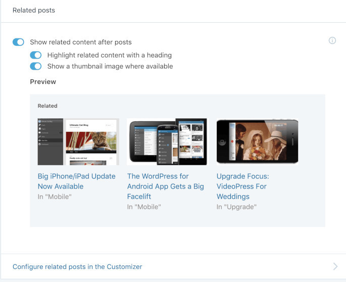 Screenshot of the Related posts section.