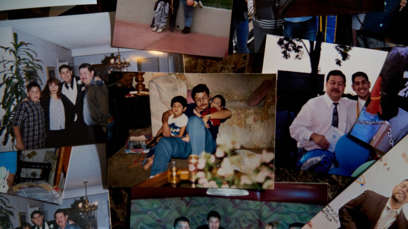 A picture of an array of old family photos.