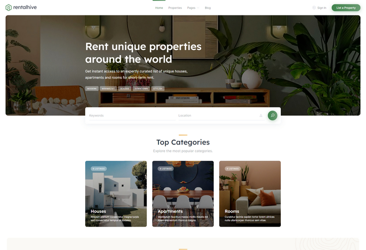 RentalHive - Multi-Vendor Vacation Rental WordPress Theme