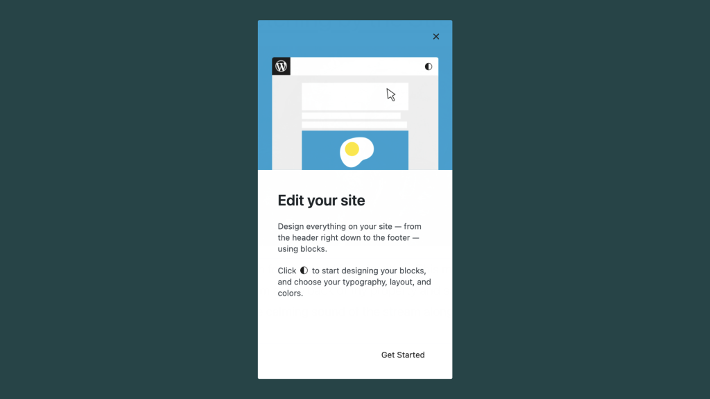 Site editor welcome guide modal.