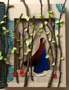 @Amaranth Borsuk, I think you'll like this too. Shadow Box Kunst, Shadow Box Art, Folded Book Art, Book Folding, Old Book Crafts, Paper Art, Paper Crafts, Altered Book Art, Book Sculpture