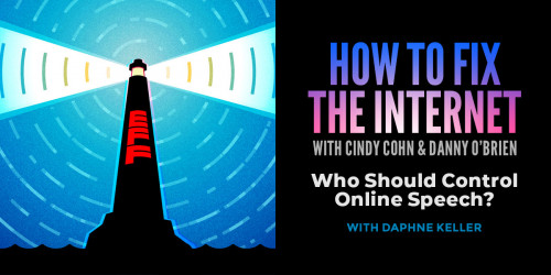 a lighthouse, with the text: how to fix the internet with cindy cohn and danny obrien