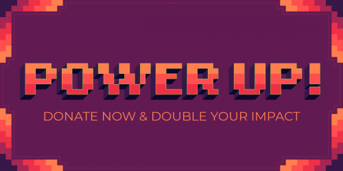 Purple banner. Power Up! Donate to EFF & Double Your Impact