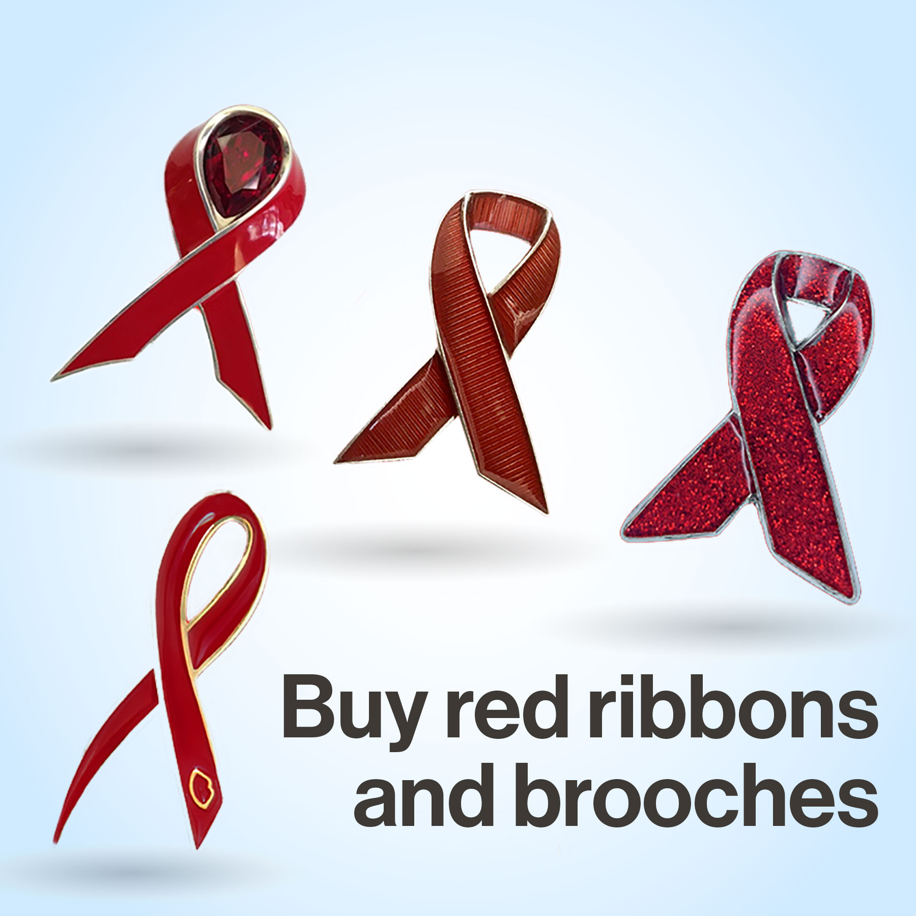 Buy Red Ribbons and brooches