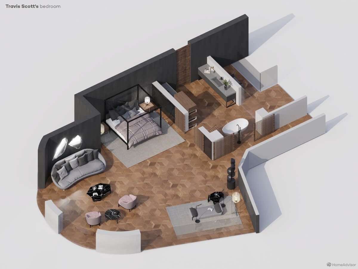 Travis Scott's 3D rendered bedroom