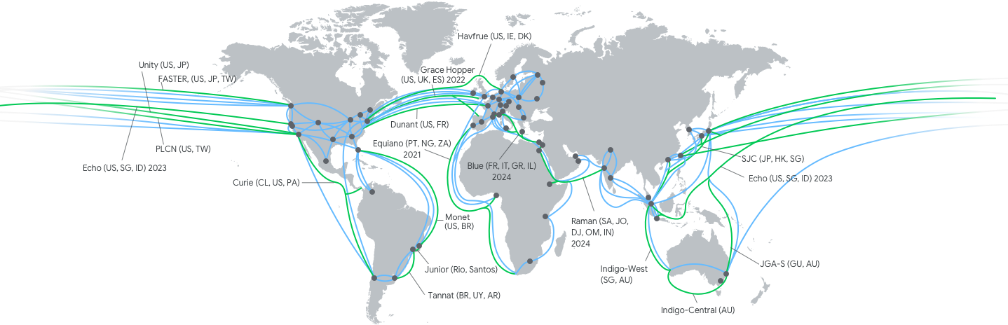 map with pins showing locations of regions and zones