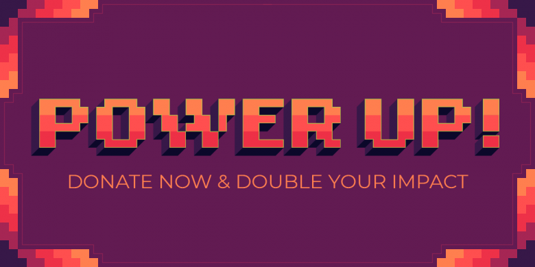 Purple banner. Power Up! Donate to EFF & Double Your Impact