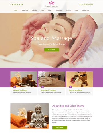 Spa and Salon Pro WordPress theme