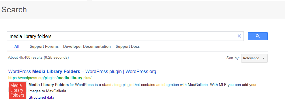 Use the WordPress.org search button to search for the plugin or theme.