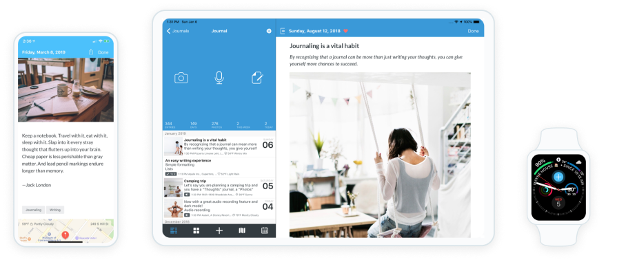 Day One app on iOS and Android devices