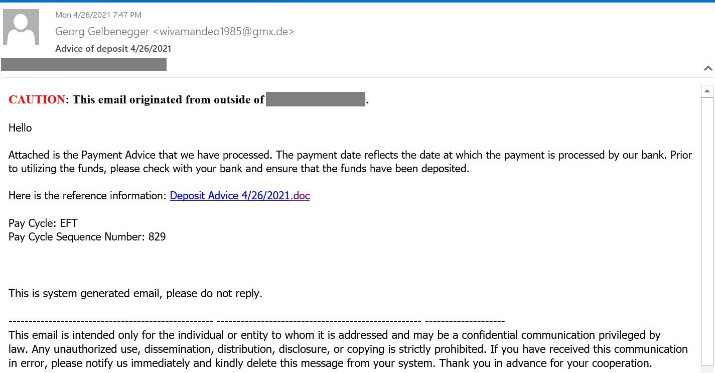 A phishing letter with a Google Docs link