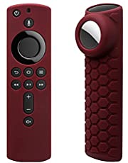 Seltureone Compatible for TV Stick 4K Remote Cover, 2 in 1 Silicone Protective Case Sleeve with Holder Cover for AirTags and TV (3rd Gen)/ All-New 2nd Gen Remote Control, Shock Absorption, Wine Red