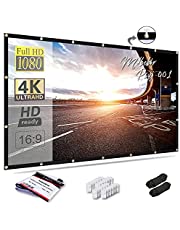 Mdbebbron 120 inch Projection Screen 16:9 Foldable Anti-Crease Portable Projector Movies Screens for Home Theater Outdoor Indoor Support Double Sided Projection