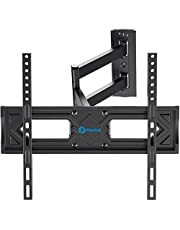 Full Motion TV Wall Mount, Heavy Duty Single Articulating Arms TV Bracket for Most 26-55 Inch Flat Curved TVs, Up to VESA 400x400mm and 99lbs, Support Swivel, Tilt, Level Adjustment by Pipishell