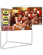 VIVOHOME 100 Inch 2-in-1 Portable Video Projector Screen with Triangle Stand, 16:9 Aspect Ratio Hanging Screen for Home School Office Indoor Outdoor