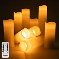 Flameless Candles Battery Operated, 5" 5.5"6" 7" 8" 9" Set of 9 Ivory Real Wax Pillar Led Flickering Candles with Remote...