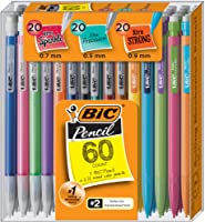 BIC Mechanical Pencil Variety Pack, Assorted Sizes, 0.5mm, 0.7mm, 0.9mm, 60-Count, Refillable Design for Long-Lasting Use