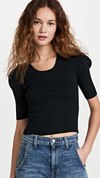 525 - Cropped Puff Sleeve Pullover