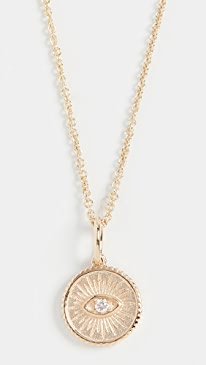 Sydney Evan - 14k Small Marquis Eye Coin Necklace