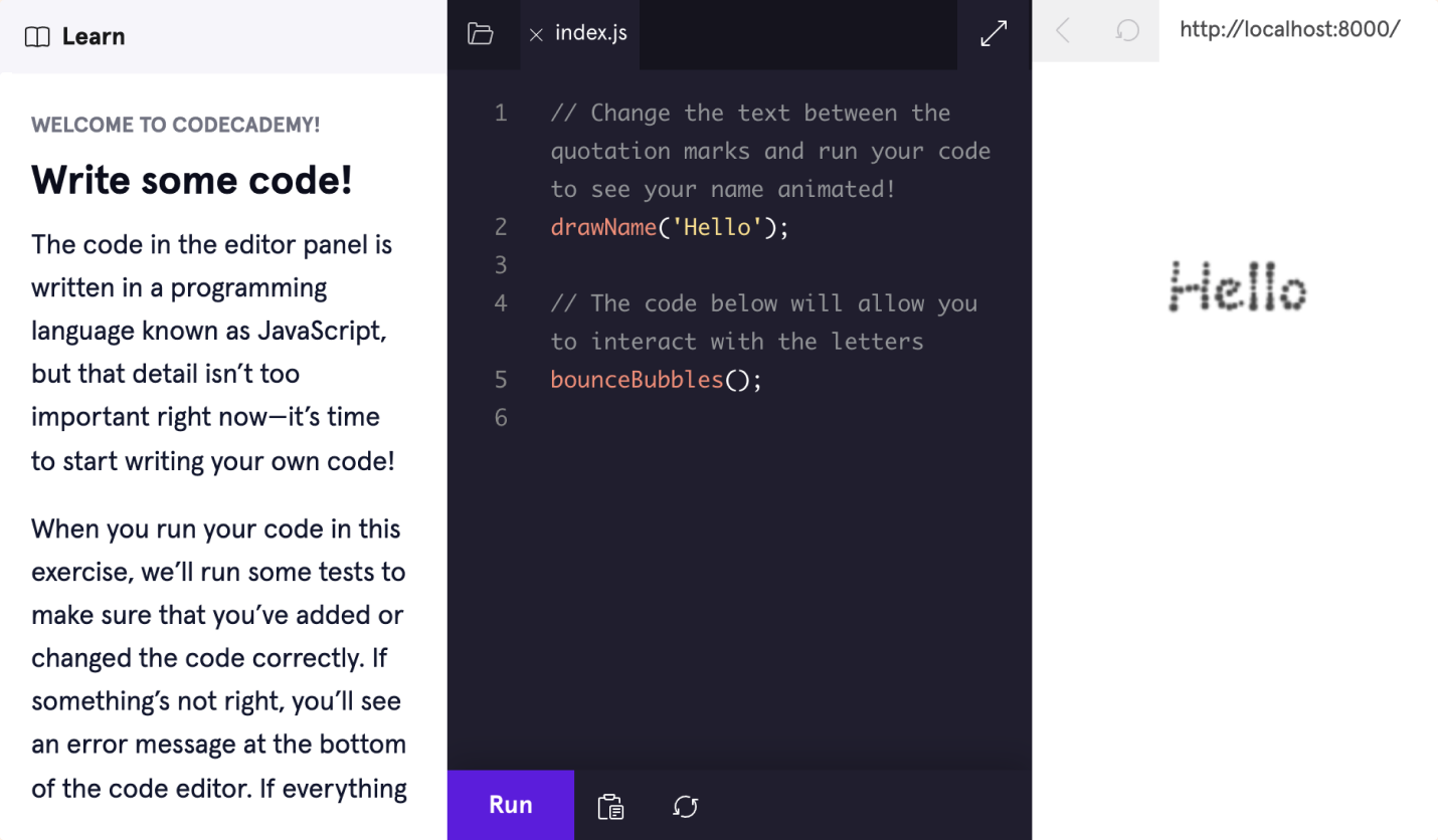 Codecademy Learning environment