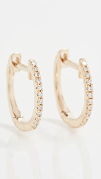 EF Collection - 14k Gold Diamond Huggie Earrings