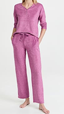 Emerson Road - Heather Fuzzyluxe Henley Pants PJ Set