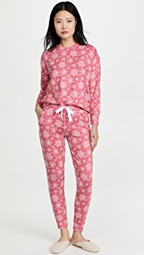 Emerson Road - Dancing Snowflakes Brushed Butter Knit PJ Set