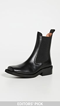 GANNI - Squared Toe Wide Welt Chelsea Boots