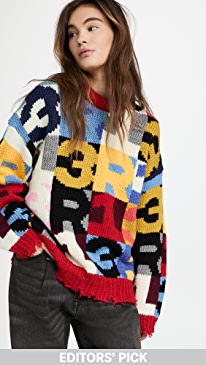 R13 - Oversized Chunky R13 Intarsia Sweater