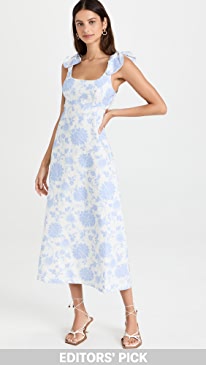 Zimmermann - Postcard Tie Shoulder Midi Dress