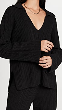 Leset - Zoe Cable V Neck Pullover