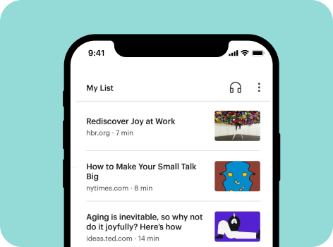 Mobile view of pocket article list