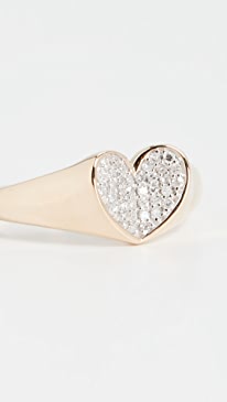 Adina Reyter - 14k Pavé Folded Heart Signet Ring