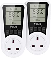 Power Meter Energy Monitor Plug, Besvic 13A Electricity Usage Power Consumption Monitor Socket with 7 Monitoring Modes,...