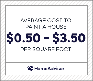 the average cost to paint a house is $0.50 to $3.50 per square foot